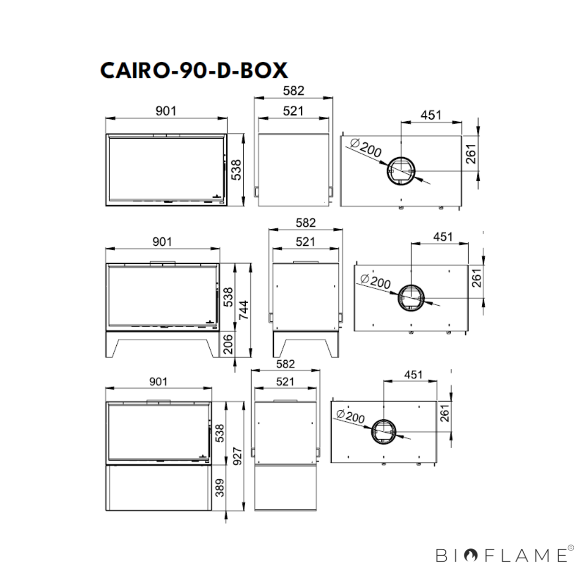 Salamandra a Lenha Bronpi Cairo 90 Box Dupla Face