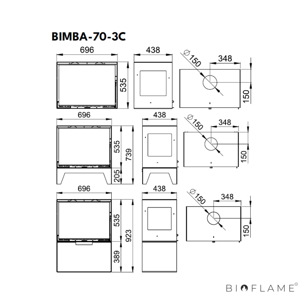 Salamandra a Lenha com Ventilação Bronpi Bimba 70 3C