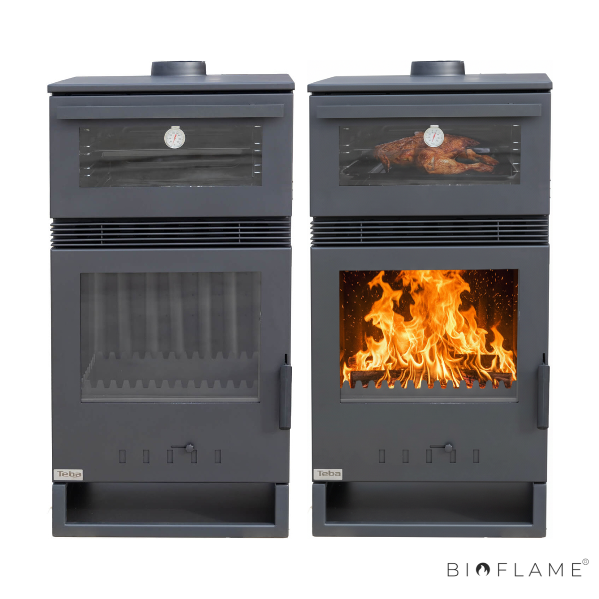 Salamandra a Lenha com Ventilação Teba Therm TKS-15 Forno Trifacial