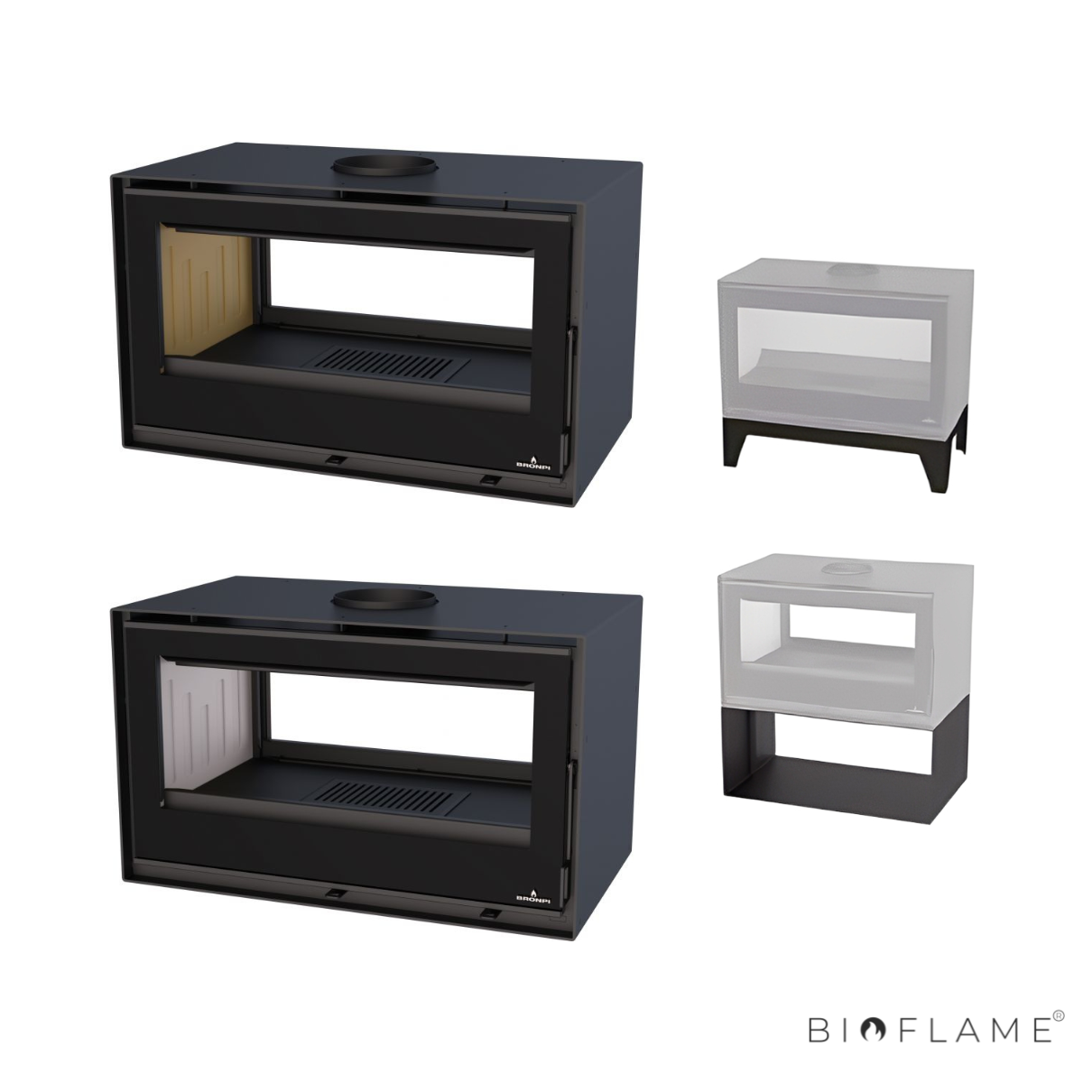 Salamandra a Lenha Bronpi Cairo 90 Box Dupla Face
