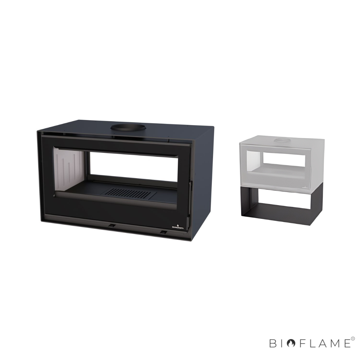 Salamandra a Lenha Bronpi Cairo 90 Box Dupla Face