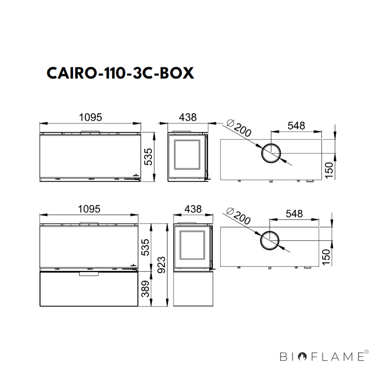 Salamandra a Lenha Bronpi Cairo 110 Box 3 Faces