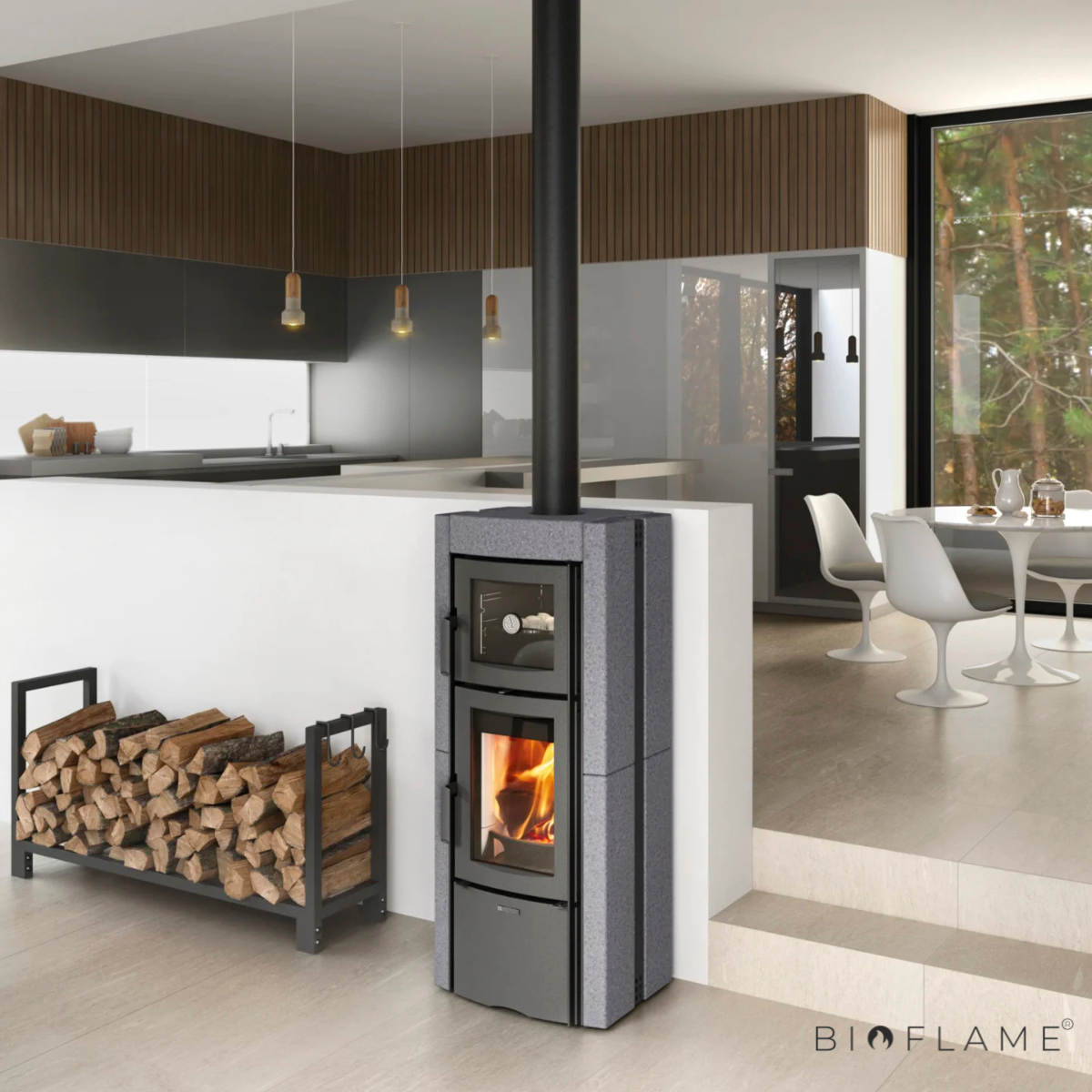 Salamandra a Lenha em Ferro Fundido Nordica Extraflame Ester Forno