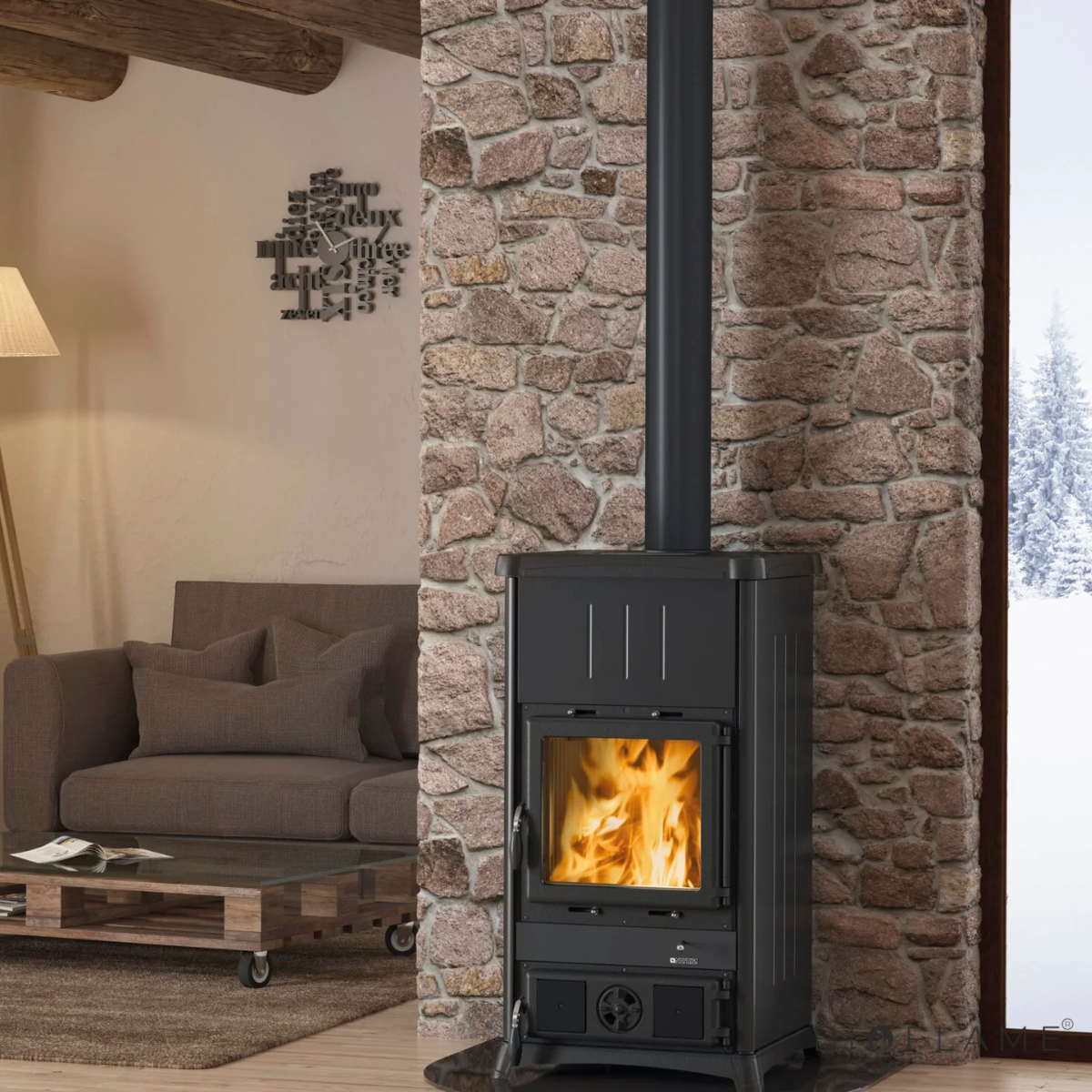 Salamandra a Lenha em Ferro Fundido Nordica Extraflame Fedora