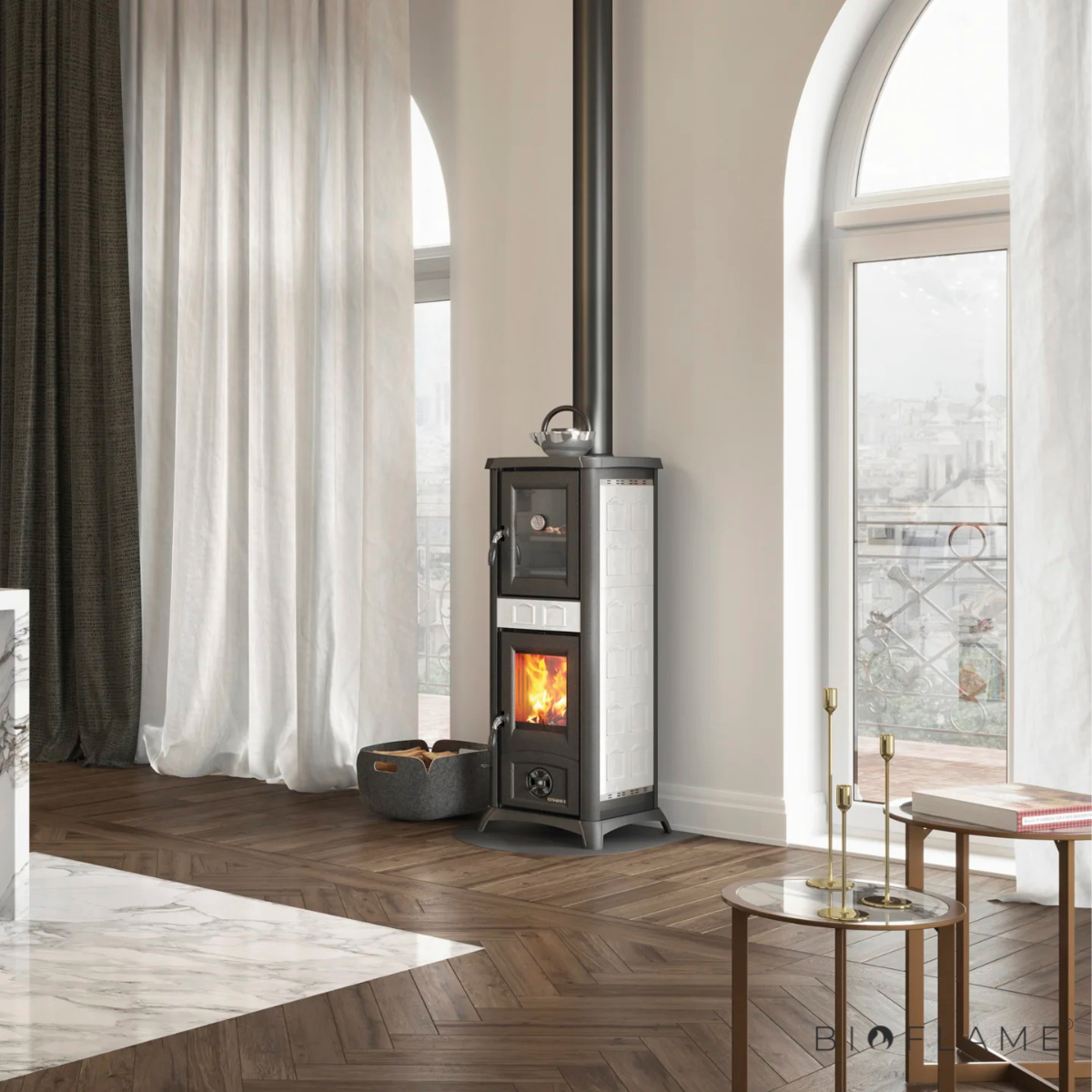 Salamandra a Lenha em Ferro Fundido Nordica Extraflame Gemma Forno