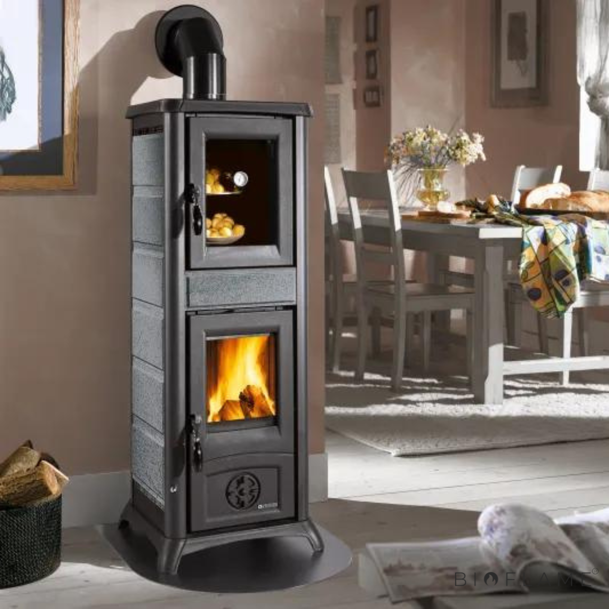 Salamandra a Lenha em Ferro Fundido Nordica Extraflame Gemma Forno
