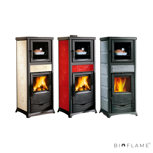Salamandra a Lenha em Ferro Fundido Nordica Extraflame Rossella Plus Forno