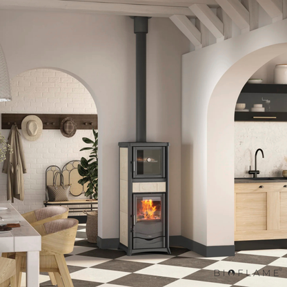 Salamandra a Lenha em Ferro Fundido Nordica Extraflame Rossella Plus Forno