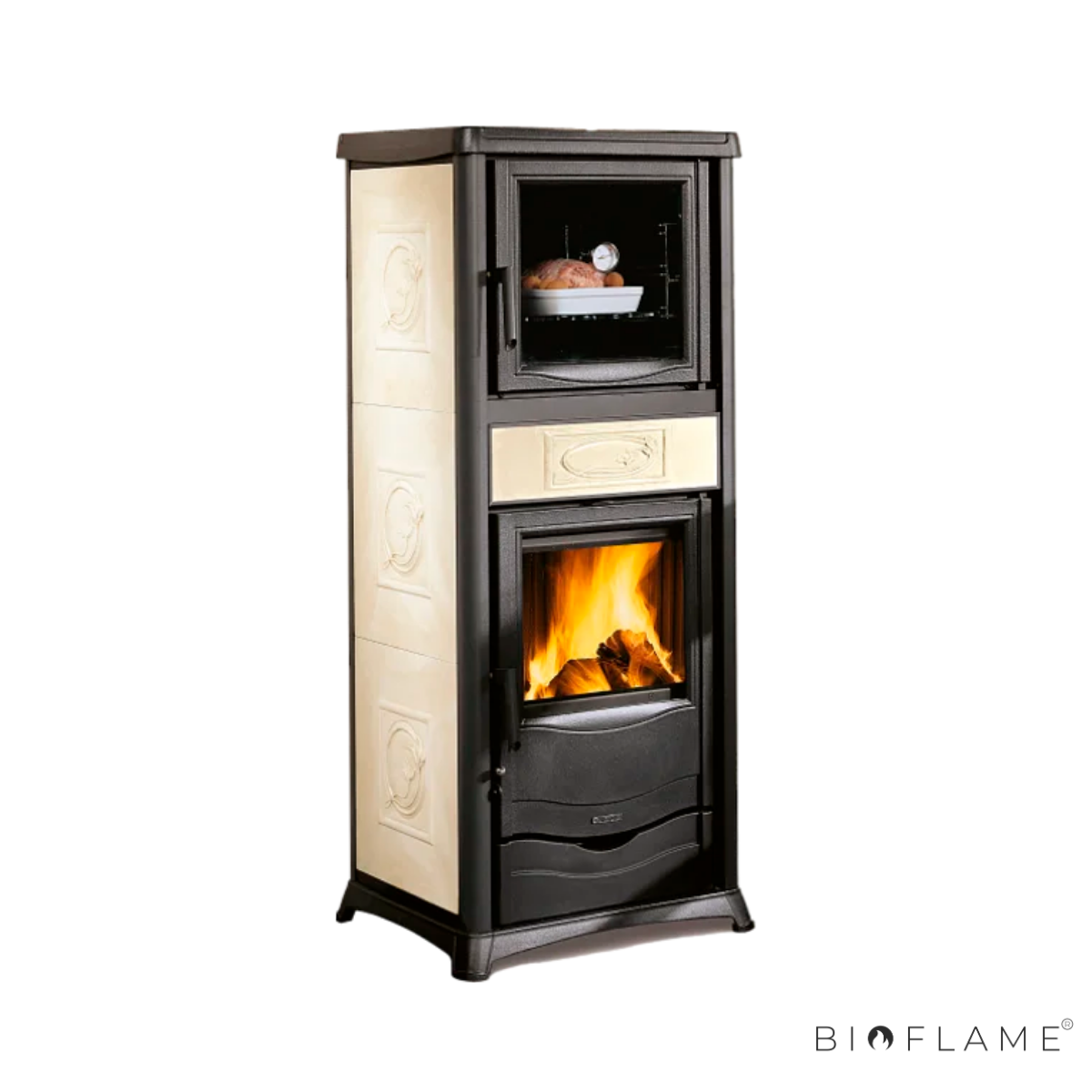 Salamandra a Lenha em Ferro Fundido Nordica Extraflame Rossella Plus Forno