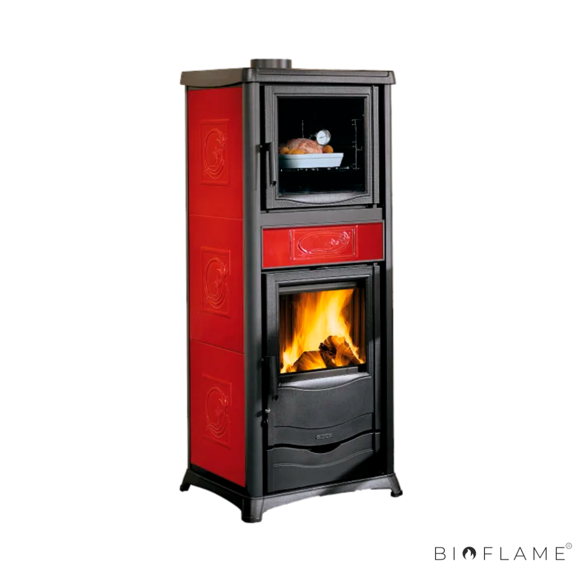 Salamandra a Lenha em Ferro Fundido Nordica Extraflame Rossella Plus Forno