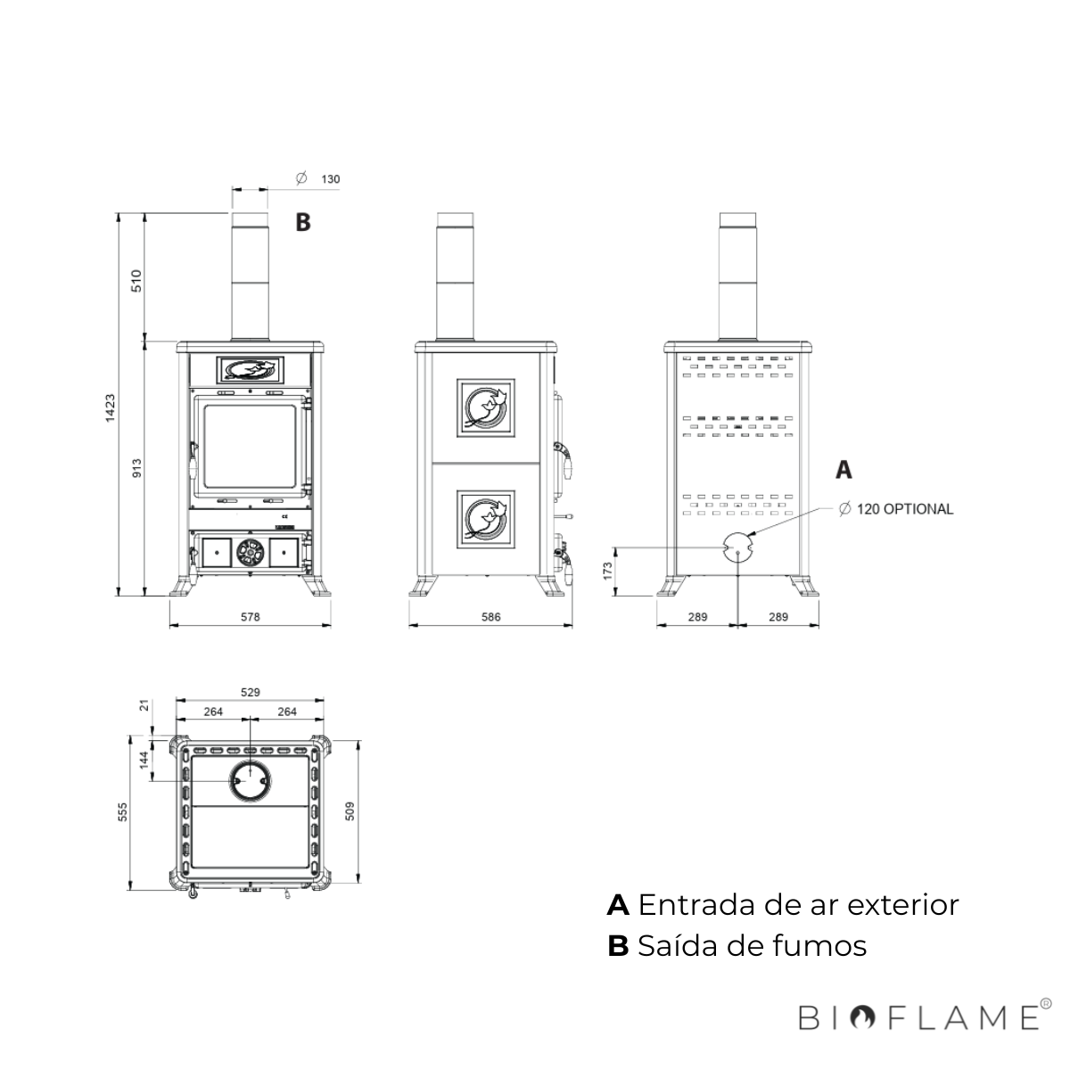 Salamandra a Lenha em Ferro Fundido Nordica Extraflame Rossella R1 BII